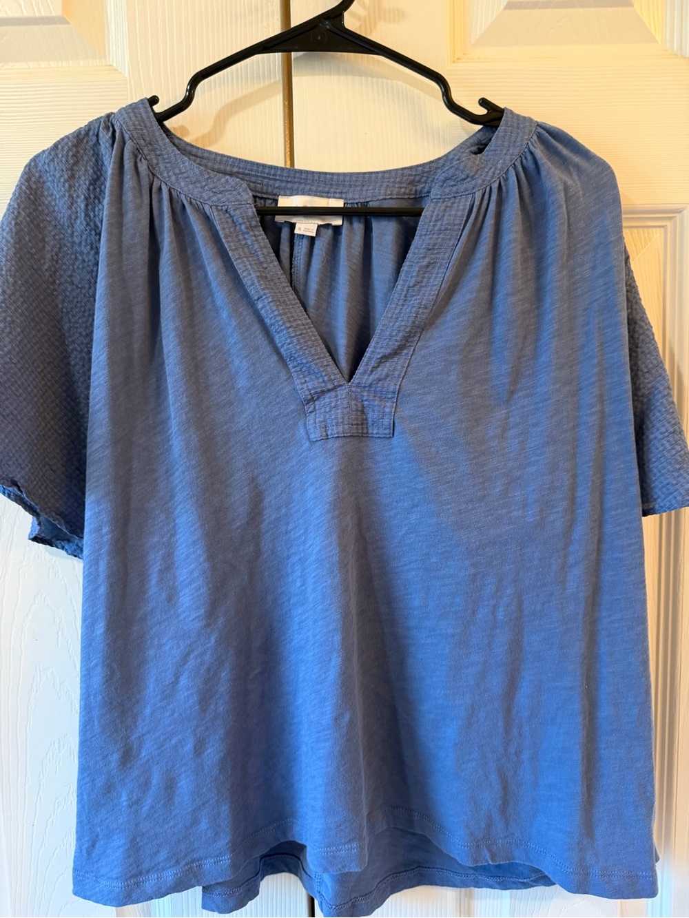 LOFT Dusty Blue V-Neck Short Sleeve Tunic